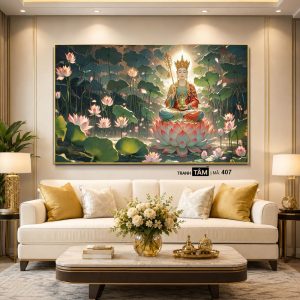 Alternative view of Địa Tạng Vương Bồ Tát | Tranh hộp đèn cao cấp | Mã tranh 407 | Tranh TÂM