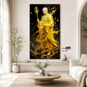 Địa Tạng Vương Bồ Tát | Tranh hộp đèn cao cấp | Mã tranh 408 | Tranh TÂM - Ảnh 4