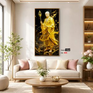 Địa Tạng Vương Bồ Tát | Tranh hộp đèn cao cấp | Mã tranh 408 | Tranh TÂM - Ảnh 3