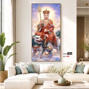Địa Tạng Vương Bồ Tát | Tranh hộp đèn cao cấp | Mã tranh 409 | Tranh TÂM - Ảnh 5
