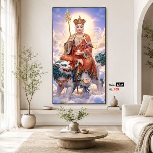 Địa Tạng Vương Bồ Tát | Tranh hộp đèn cao cấp | Mã tranh 409 | Tranh TÂM - Ảnh 4