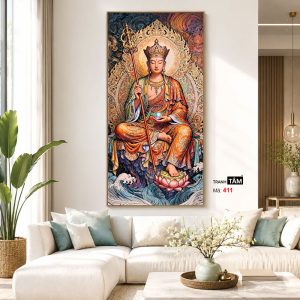 Địa Tạng Vương Bồ Tát | Tranh hộp đèn cao cấp | Mã tranh 411 | Tranh TÂM - Ảnh 5