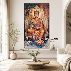 Địa Tạng Vương Bồ Tát | Tranh hộp đèn cao cấp | Mã tranh 411 | Tranh TÂM - Ảnh 4