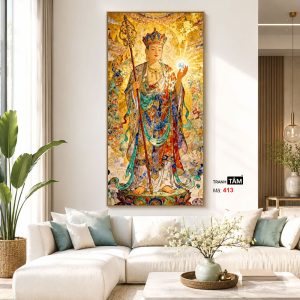 Địa Tạng Vương Bồ Tát | Tranh hộp đèn cao cấp | Mã tranh 413 | Tranh TÂM - Ảnh 5