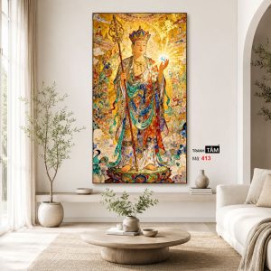 Địa Tạng Vương Bồ Tát | Tranh hộp đèn cao cấp | Mã tranh 413 | Tranh TÂM - Ảnh 4