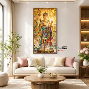 Địa Tạng Vương Bồ Tát | Tranh hộp đèn cao cấp | Mã tranh 413 | Tranh TÂM - Ảnh 3