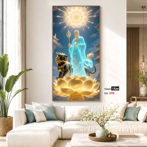 Địa Tạng Vương Bồ Tát | Tranh hộp đèn cao cấp | Mã tranh 416 | Tranh TÂM - Ảnh 5