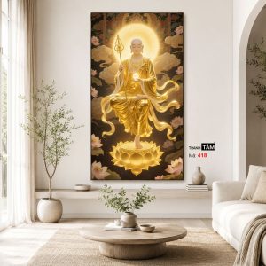 Địa Tạng Vương Bồ Tát | Tranh hộp đèn cao cấp | Mã tranh 418 | Tranh TÂM - Ảnh 4