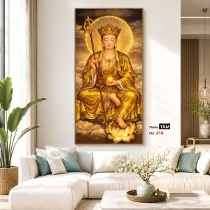 Địa Tạng Vương Bồ Tát | Tranh hộp đèn cao cấp | Mã tranh 419 | Tranh TÂM - Ảnh 5