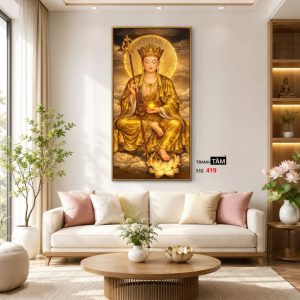 Địa Tạng Vương Bồ Tát | Tranh hộp đèn cao cấp | Mã tranh 419 | Tranh TÂM - Ảnh 3