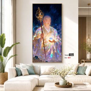 Địa Tạng Vương Bồ Tát | Tranh hộp đèn cao cấp | Mã tranh 421 | Tranh TÂM - Ảnh 5