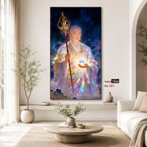 Địa Tạng Vương Bồ Tát | Tranh hộp đèn cao cấp | Mã tranh 421 | Tranh TÂM - Ảnh 4