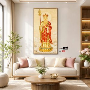 Địa Tạng Vương Bồ Tát | Tranh hộp đèn cao cấp | Mã tranh 423 | Tranh TÂM - Ảnh 3