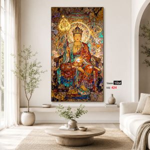 Địa Tạng Vương Bồ Tát | Tranh hộp đèn cao cấp | Mã tranh 424 | Tranh TÂM - Ảnh 4