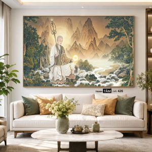 Địa Tạng Vương Bồ Tát | Tranh hộp đèn cao cấp | Mã tranh 426 | Tranh TÂM - Ảnh 5