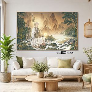 Địa Tạng Vương Bồ Tát | Tranh hộp đèn cao cấp | Mã tranh 426 | Tranh TÂM - Ảnh 4
