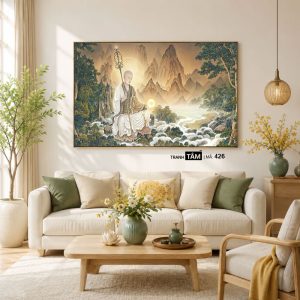 Địa Tạng Vương Bồ Tát | Tranh hộp đèn cao cấp | Mã tranh 426 | Tranh TÂM - Ảnh 3