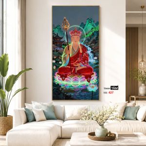 Địa Tạng Vương Bồ Tát | Tranh hộp đèn cao cấp | Mã tranh 427 | Tranh TÂM - Ảnh 5