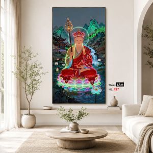 Địa Tạng Vương Bồ Tát | Tranh hộp đèn cao cấp | Mã tranh 427 | Tranh TÂM - Ảnh 4