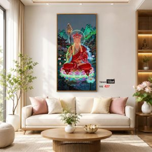 Địa Tạng Vương Bồ Tát | Tranh hộp đèn cao cấp | Mã tranh 427 | Tranh TÂM - Ảnh 3