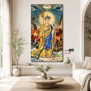 Địa Tạng Vương Bồ Tát | Tranh hộp đèn cao cấp | Mã tranh 428 | Tranh TÂM - Ảnh 4