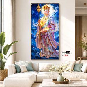 Địa Tạng Vương Bồ Tát | Tranh hộp đèn cao cấp | Mã tranh 429 | Tranh TÂM - Ảnh 5