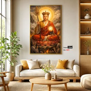 Địa Tạng Vương Bồ Tát | Tranh hộp đèn cao cấp | Mã tranh 431 | Tranh TÂM - Ảnh 3