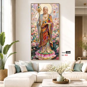 Địa Tạng Vương Bồ Tát | Tranh hộp đèn cao cấp | Mã tranh 432 | Tranh TÂM - Ảnh 5