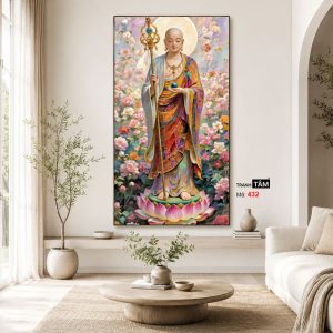 Địa Tạng Vương Bồ Tát | Tranh hộp đèn cao cấp | Mã tranh 432 | Tranh TÂM - Ảnh 4