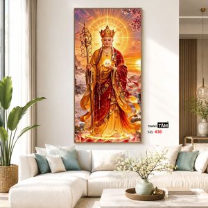 Địa Tạng Vương Bồ Tát | Tranh hộp đèn cao cấp | Mã tranh 436 | Tranh TÂM - Ảnh 5