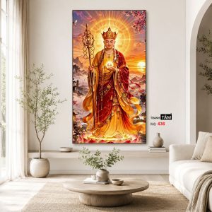 Địa Tạng Vương Bồ Tát | Tranh hộp đèn cao cấp | Mã tranh 436 | Tranh TÂM - Ảnh 4