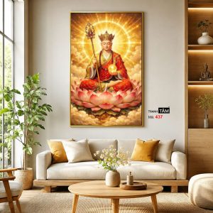 Địa Tạng Vương Bồ Tát | Tranh hộp đèn cao cấp | Mã tranh 437 | Tranh TÂM - Ảnh 3