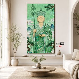 Địa Tạng Vương Bồ Tát | Tranh hộp đèn cao cấp | Mã tranh 439 | Tranh TÂM - Ảnh 4