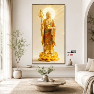 Địa Tạng Vương Bồ Tát | Tranh hộp đèn cao cấp | Mã tranh 441 | Tranh TÂM - Ảnh 4