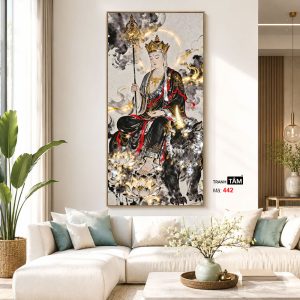 Địa Tạng Vương Bồ Tát | Tranh hộp đèn cao cấp | Mã tranh 442 | Tranh TÂM - Ảnh 5