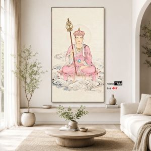 Địa Tạng Vương Bồ Tát | Tranh hộp đèn cao cấp | Mã tranh 447 | Tranh TÂM - Ảnh 4
