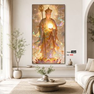 Địa Tạng Vương Bồ Tát | Tranh hộp đèn cao cấp | Mã tranh 448 | Tranh TÂM - Ảnh 4