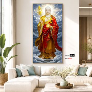 Địa Tạng Vương Bồ Tát | Tranh hộp đèn cao cấp | Mã tranh 449 | Tranh TÂM - Ảnh 5