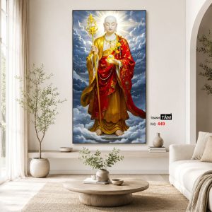 Địa Tạng Vương Bồ Tát | Tranh hộp đèn cao cấp | Mã tranh 449 | Tranh TÂM - Ảnh 4