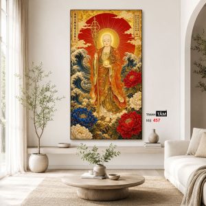 Địa Tạng Vương Bồ Tát | Tranh hộp đèn cao cấp | Mã tranh 457 | Tranh TÂM - Ảnh 4