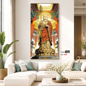 Địa Tạng Vương Bồ Tát | Tranh hộp đèn cao cấp | Mã tranh 459 | Tranh TÂM - Ảnh 5