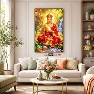 Địa Tạng Vương Bồ Tát | Tranh hộp đèn cao cấp | Mã tranh 469 | Tranh TÂM - Ảnh 5
