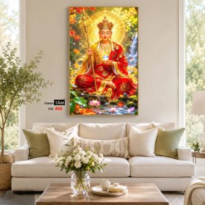 Địa Tạng Vương Bồ Tát | Tranh hộp đèn cao cấp | Mã tranh 469 | Tranh TÂM - Ảnh 4