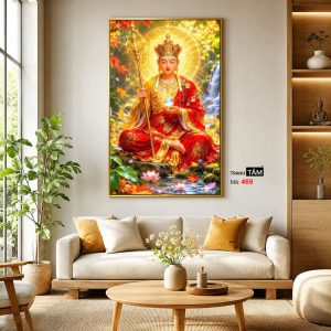Địa Tạng Vương Bồ Tát | Tranh hộp đèn cao cấp | Mã tranh 469 | Tranh TÂM - Ảnh 3