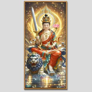 Văn Thù Sư Lợi Bồ Tát | Tranh hộp đèn cao cấp | Mã tranh 47 | Tranh TÂM