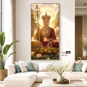 Địa Tạng Vương Bồ Tát | Tranh hộp đèn cao cấp | Mã tranh 471 | Tranh TÂM - Ảnh 5