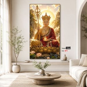 Địa Tạng Vương Bồ Tát | Tranh hộp đèn cao cấp | Mã tranh 471 | Tranh TÂM - Ảnh 4