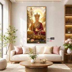Địa Tạng Vương Bồ Tát | Tranh hộp đèn cao cấp | Mã tranh 471 | Tranh TÂM - Ảnh 3
