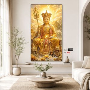Địa Tạng Vương Bồ Tát | Tranh hộp đèn cao cấp | Mã tranh 472 | Tranh TÂM - Ảnh 4