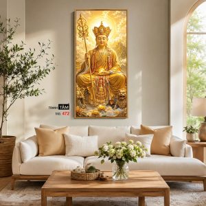 Alternative view of Địa Tạng Vương Bồ Tát | Tranh hộp đèn cao cấp | Mã tranh 472 | Tranh TÂM